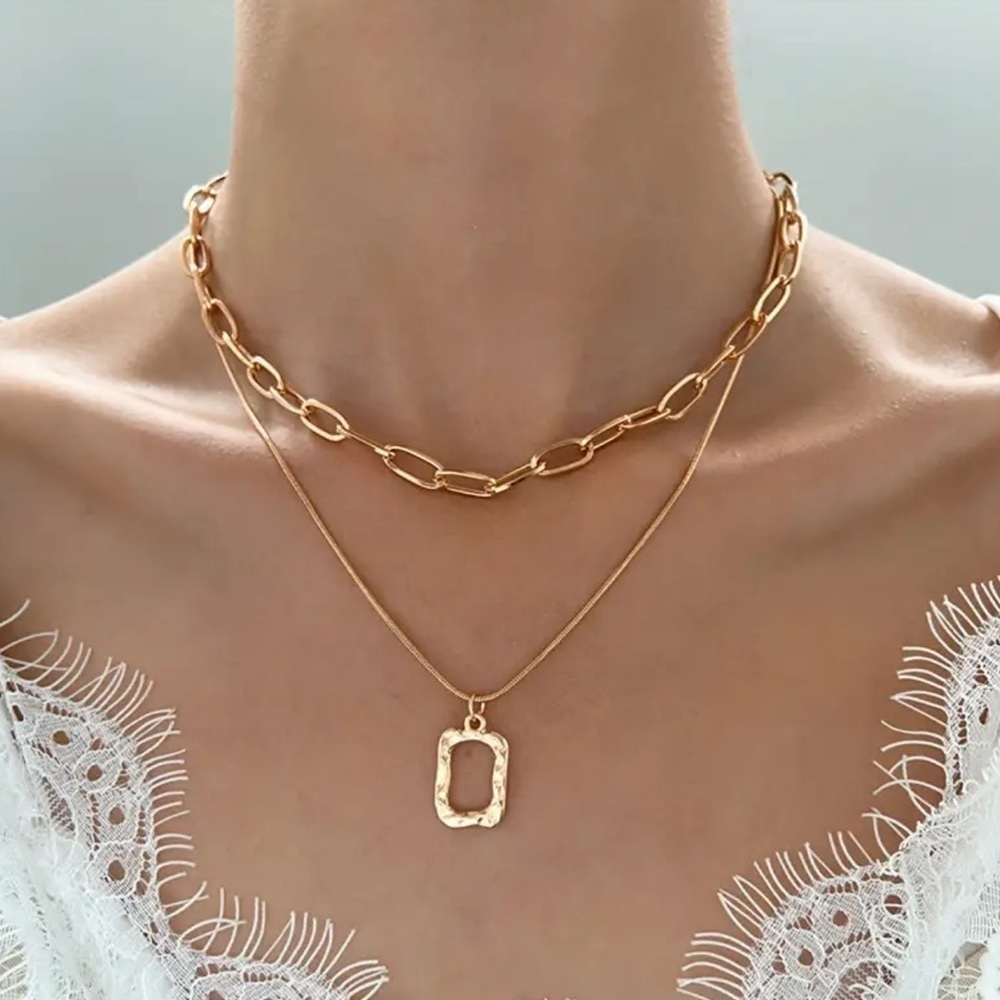 Multi Layer Chain Link Gold Plated Necklace NEW